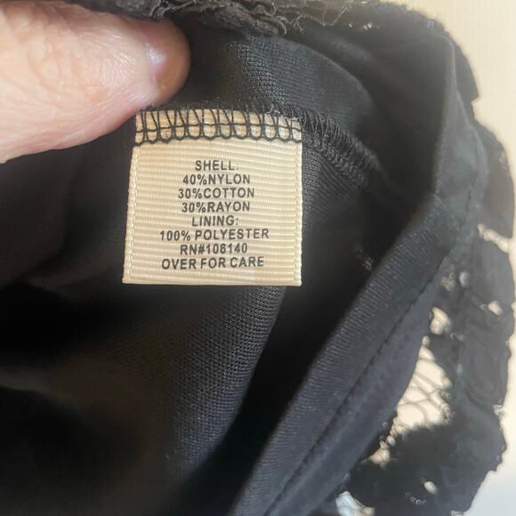 Ultra Pink black long sleeve mock neck lace blouse size L - Picture 6 of 11